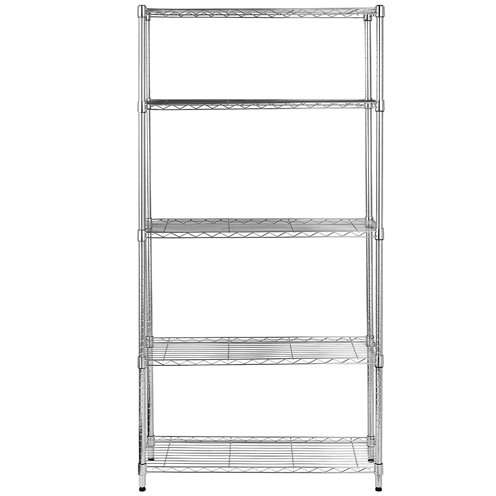 Adjustable 5-Layer Wire Shelving Unit with 250KG Load Capacity per Layer - Heavy Duty Storage Rack for Garage, Home, and Commercial Use - Chrome Plated Metal Wire Shelf Rack (L900/1200 x W450 x H1800mm)