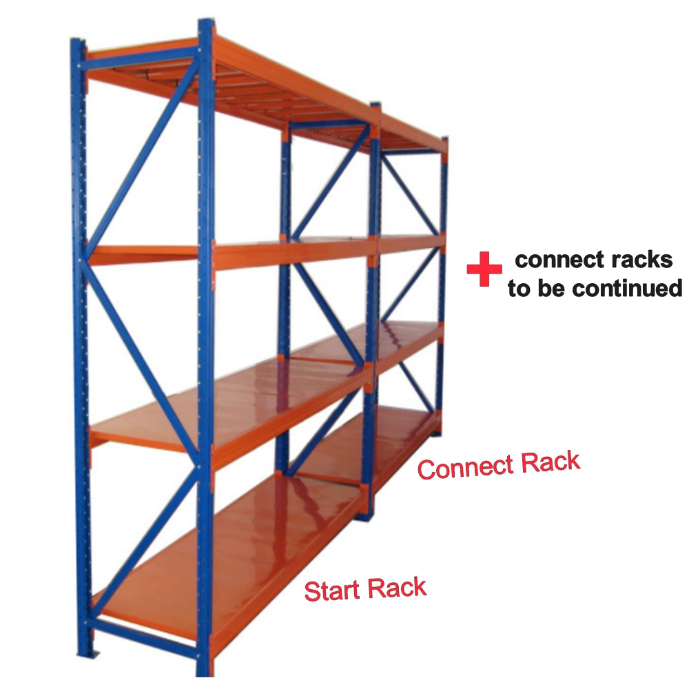 Maximize Your Storage Space with our 4-Layer Adjustable Long Span Shelving - Versatile, Selective, and Dynamic Storage Solutions for Garage, Warehouse and Factory – Powder Coated Heavy Duty Storage Rack (L2000 x W600 x H2000mm)